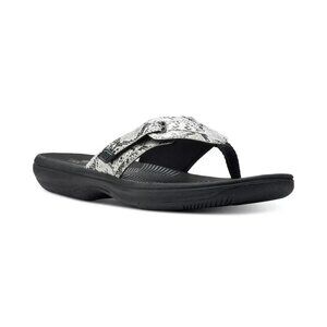 Clarks Cloudsteppers Brinkley Jazz Sandals 9 Black White Snake $58